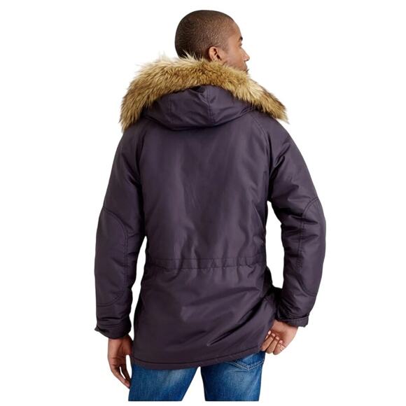 J. Crew Mens Snorkel Parka Jacket Faux Fur Hood Navy Blue Cold Weather Size S - Picture 8 of 16